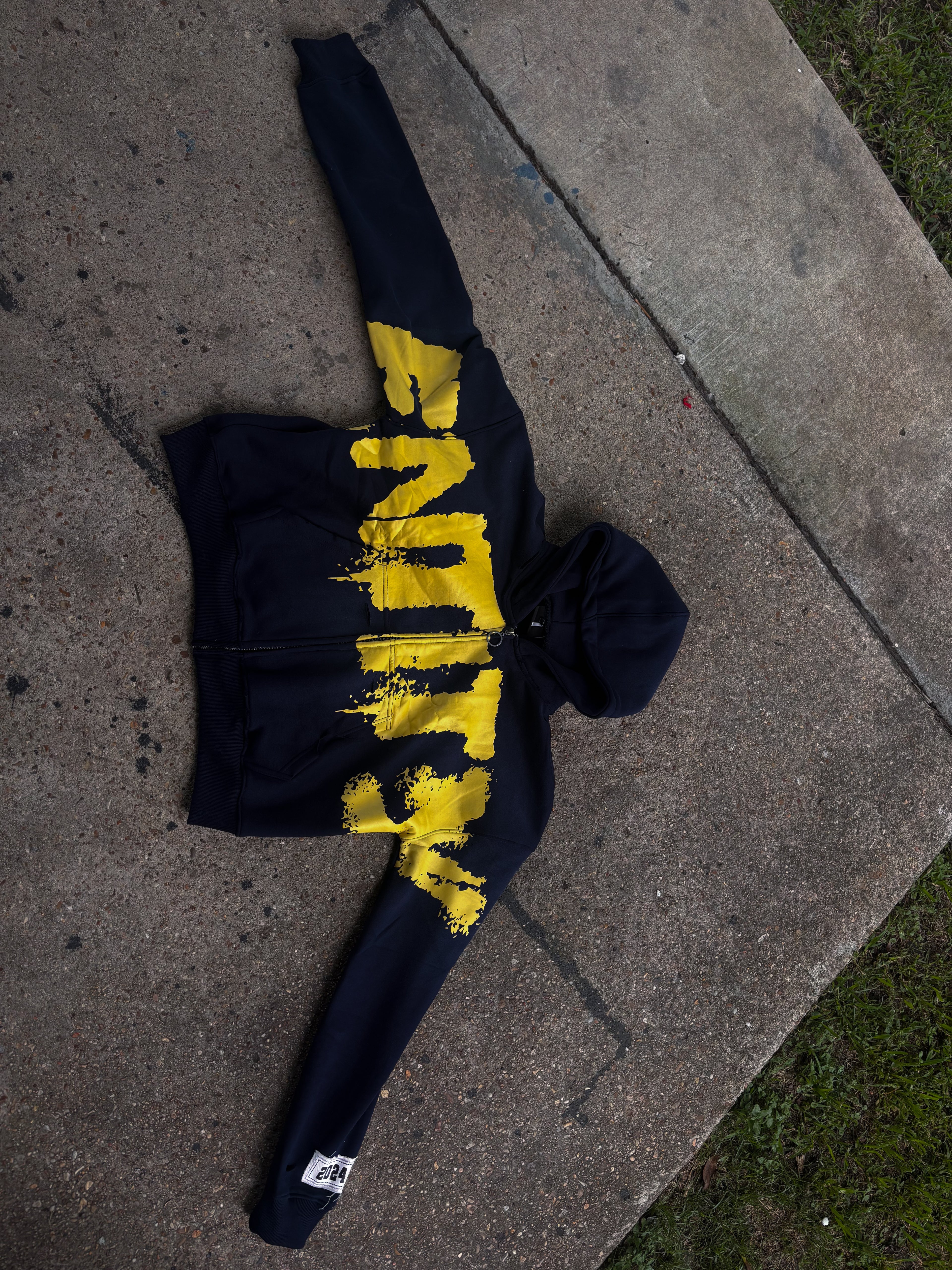 Navy Blue and Yellow Zipup